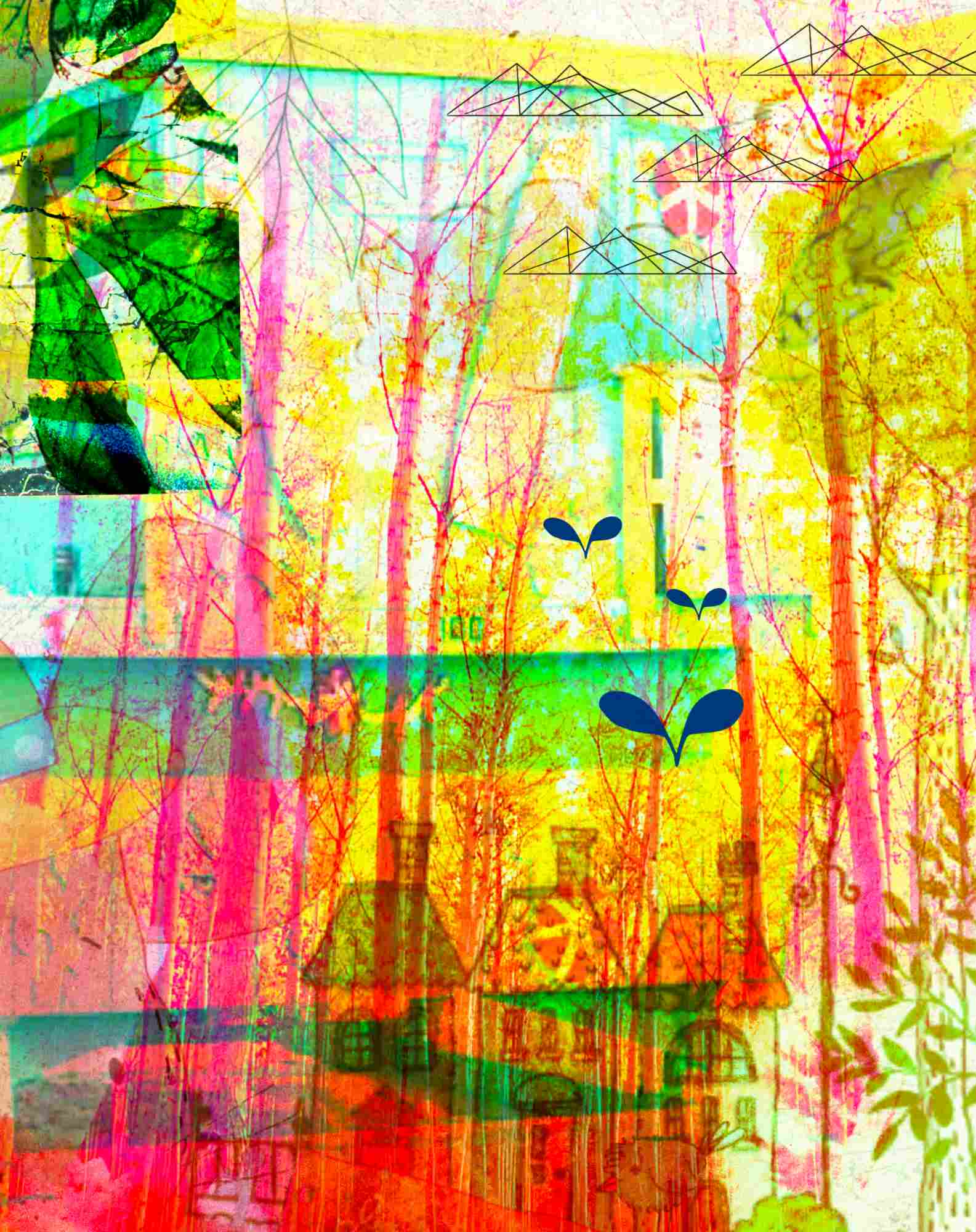 Free Printable Collage Paper: Bright Forest Inspiration