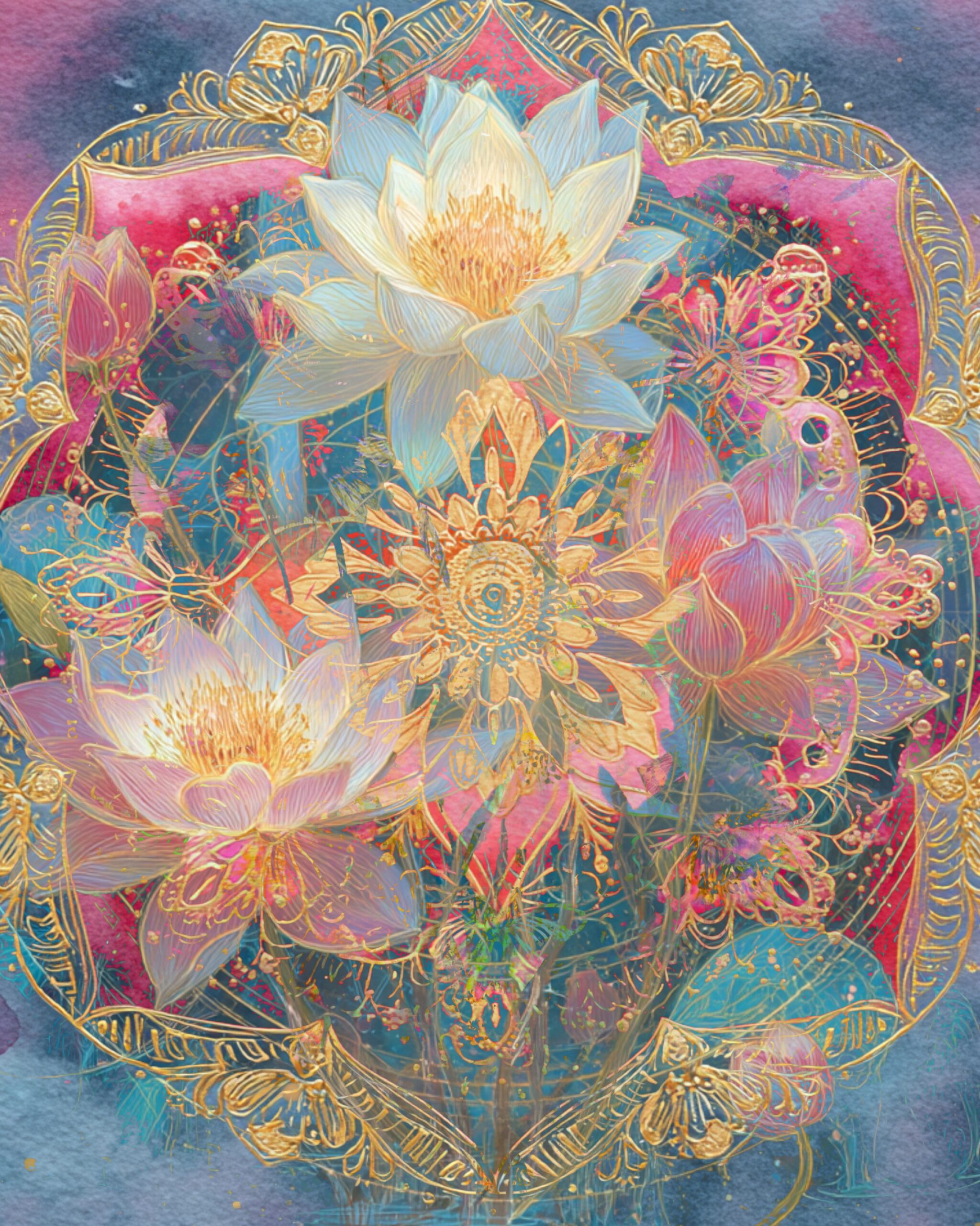 Dreamy floral mixed media art paper with soft watercolour textures for art journaling and scrapbooking