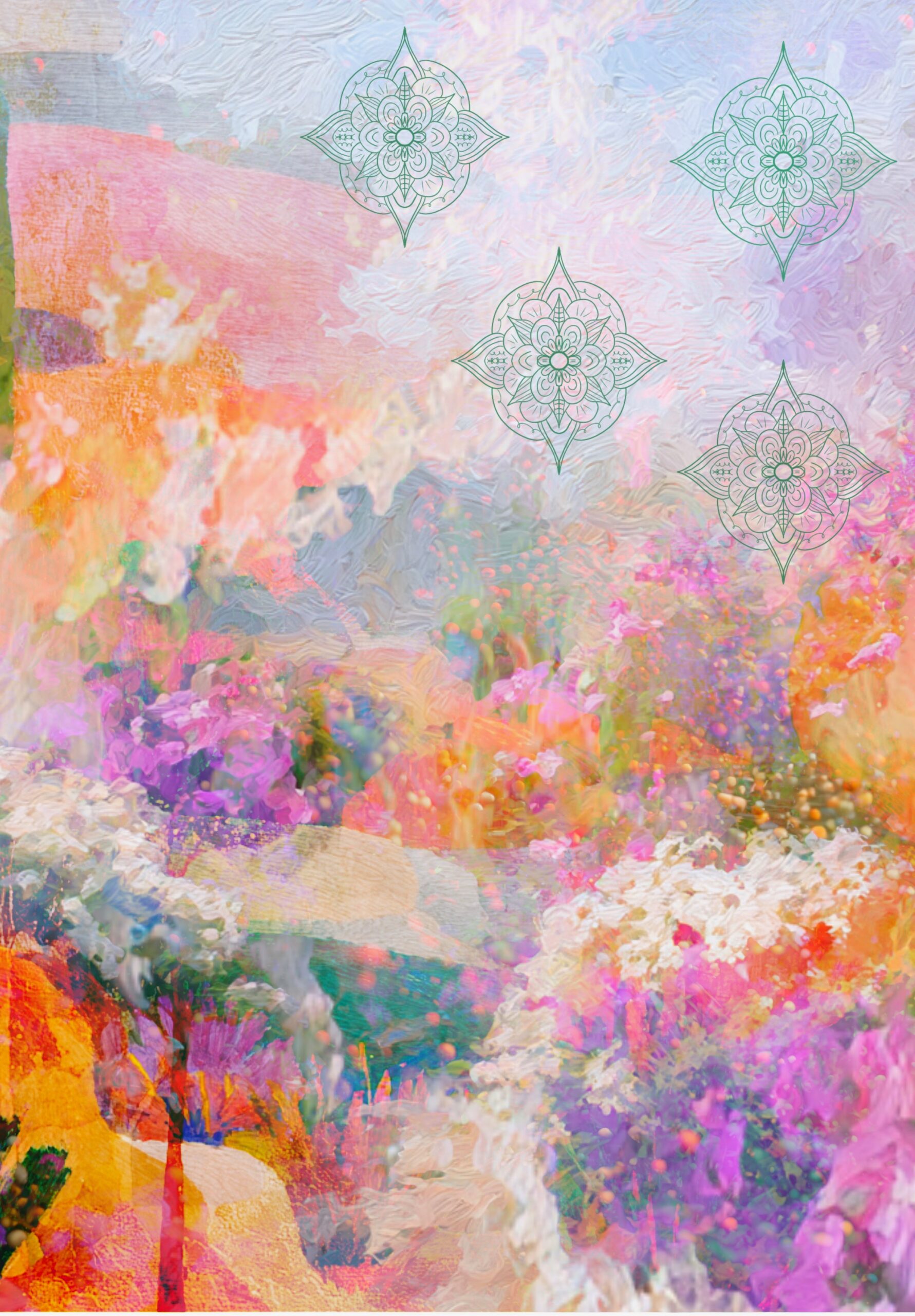 Free botanical mixed media background printable for art journals and collage