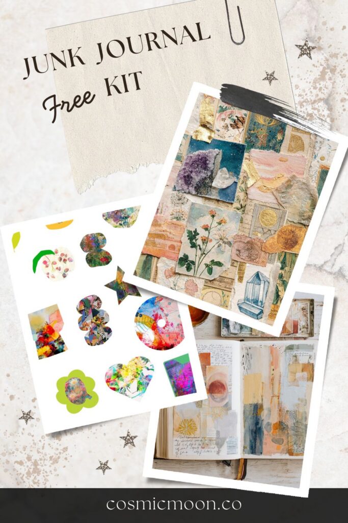 Free printable junk journal kit with collage papers, tags, and aesthetic journal pages